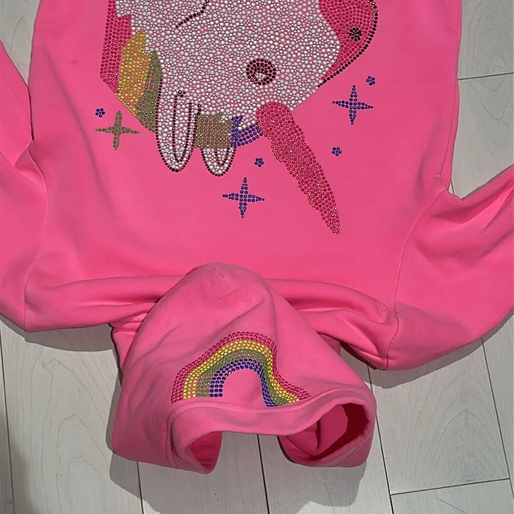 Worn once! Butter Pink Unicorn Rainbow hoodie  Hoodie / size L